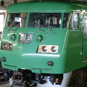 Green train in japan